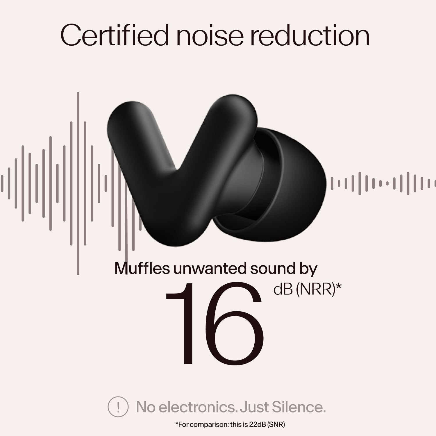 Alpine Silence Earplugs Noise Reduction Earplug V-Shape Snug Fit Soft Oval Tip