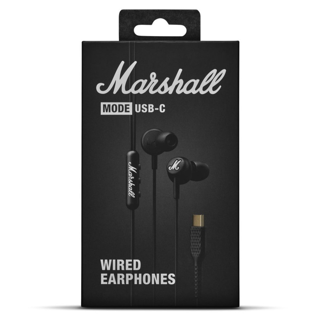 Marshall Mode USB-C Wired Earbuds Black In Ear Headphones Mic Remote