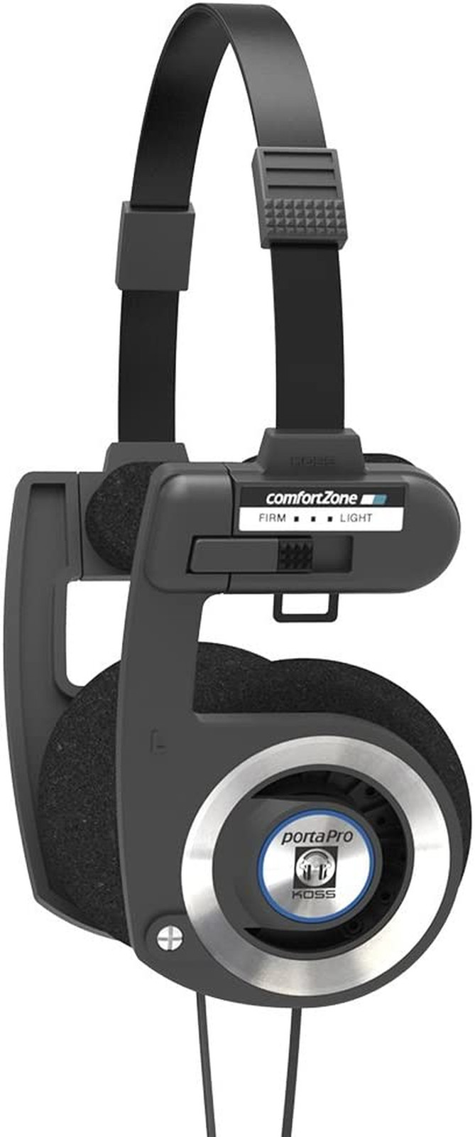 Porta Pro Black On-Ear Headphones, Retro Style, Collapsible Design, Case Include
