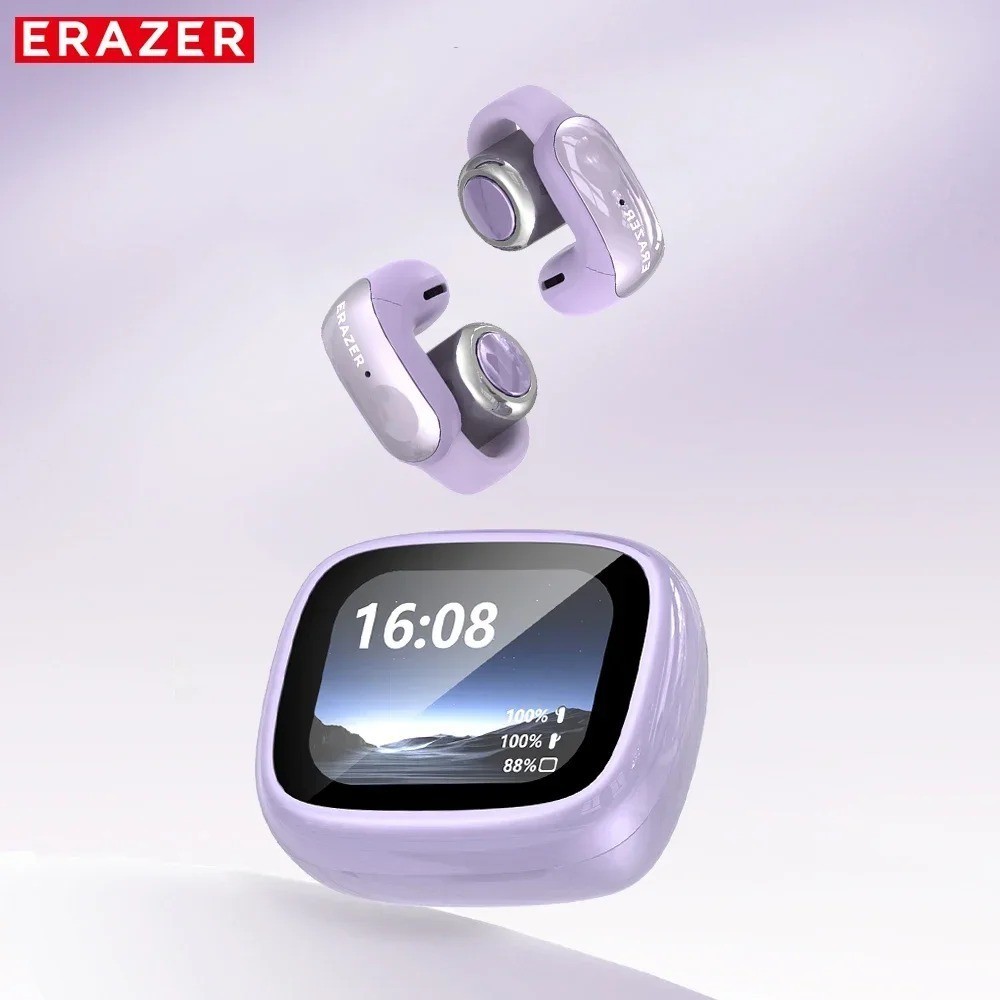 ERAZER XF28 AI Translator Ear Clip Earphones Bluetooth 6.0 Sports LCD Display
