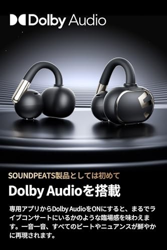 SOUNDPEATS Clip1 Wireless Open-Ear Earbuds Hi-Res LDAC Bluetooth Black