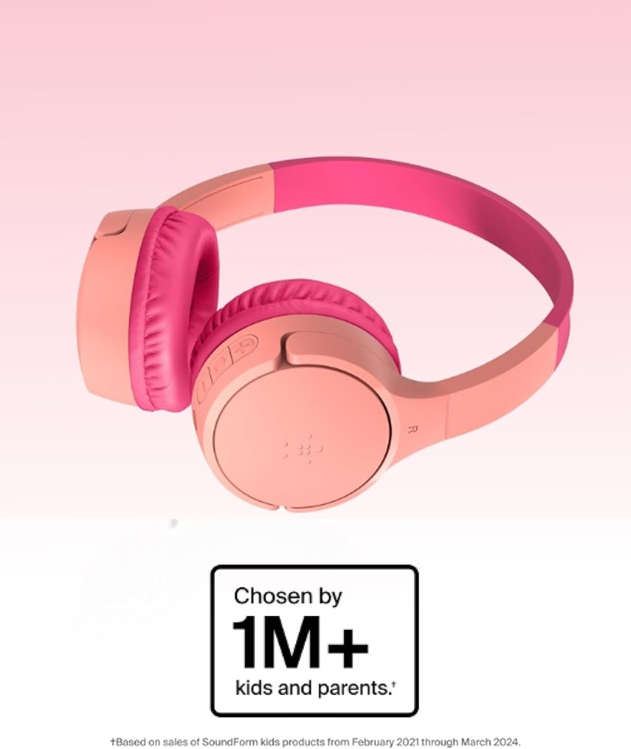 Belkin Wireless Kids Headphones, Volume Limited, 30H Fast Charge, School – Pink