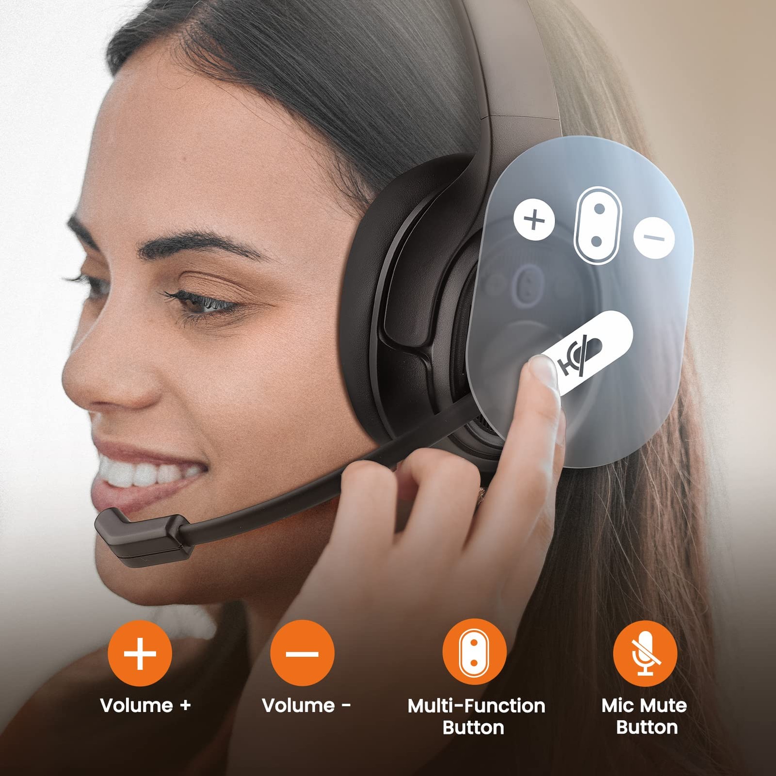 EKSA Truck Driver Bluetooth Headset with Microphone, Environmental Noise Canc…