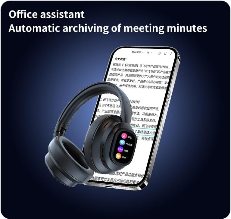 AI Headphones with Detachable Screen – 115-Language Real-Time Translation, Hy…