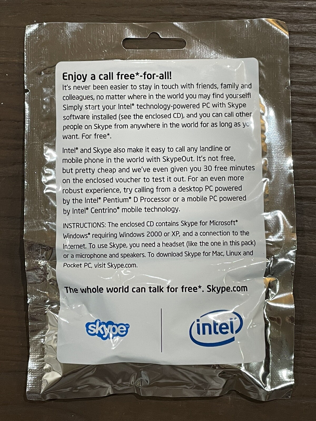 intel Skype Kit PC CD Software Ear Headset Cords Plug Original Vintage Promo