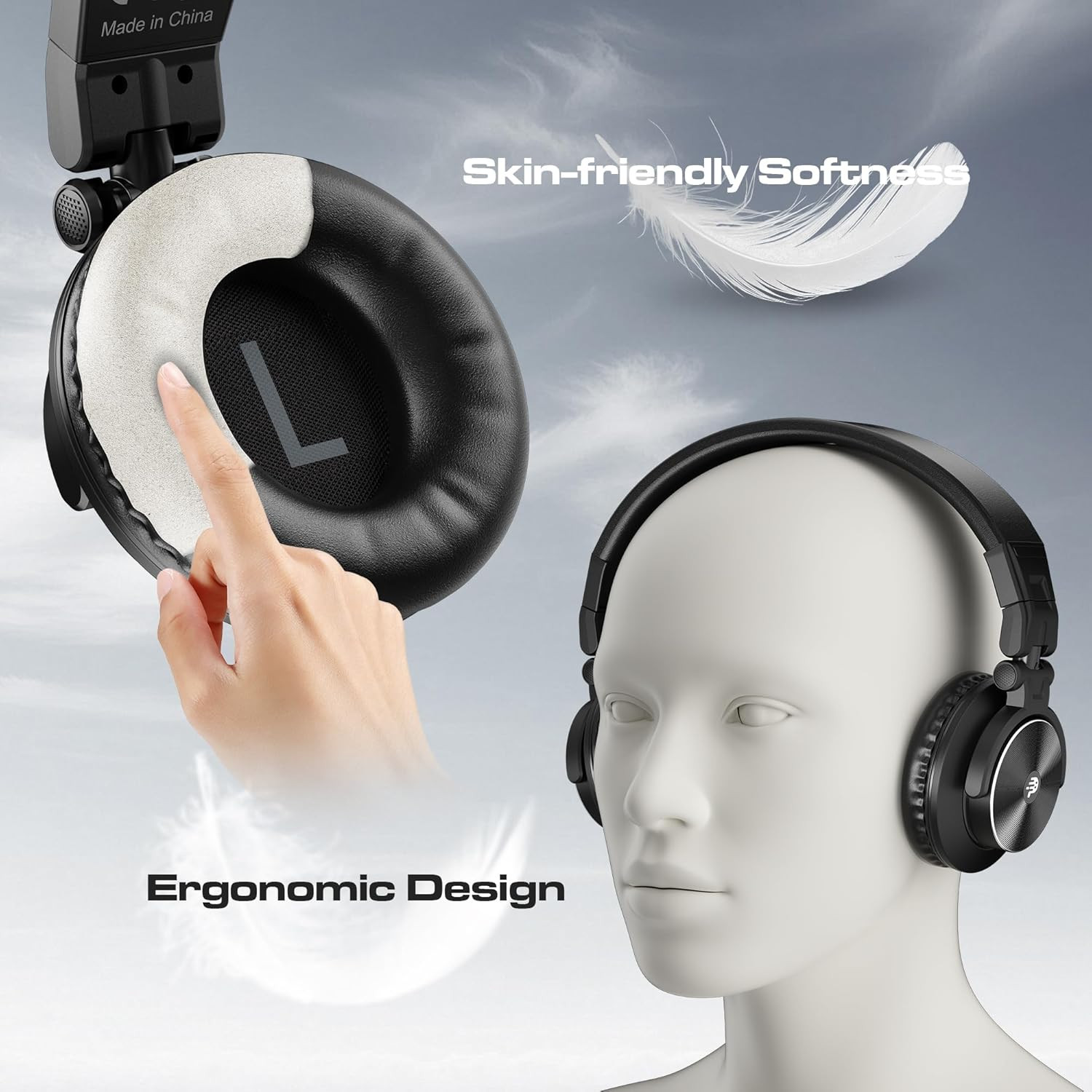 PUPGSIS Studio Headphones – DJ Headphones -Professional 40Khz Hi-Res Stereo – Wi