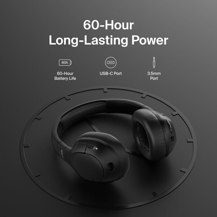 SoundForm Isolate Noise Cancelling Over-Ear Headphones – Black