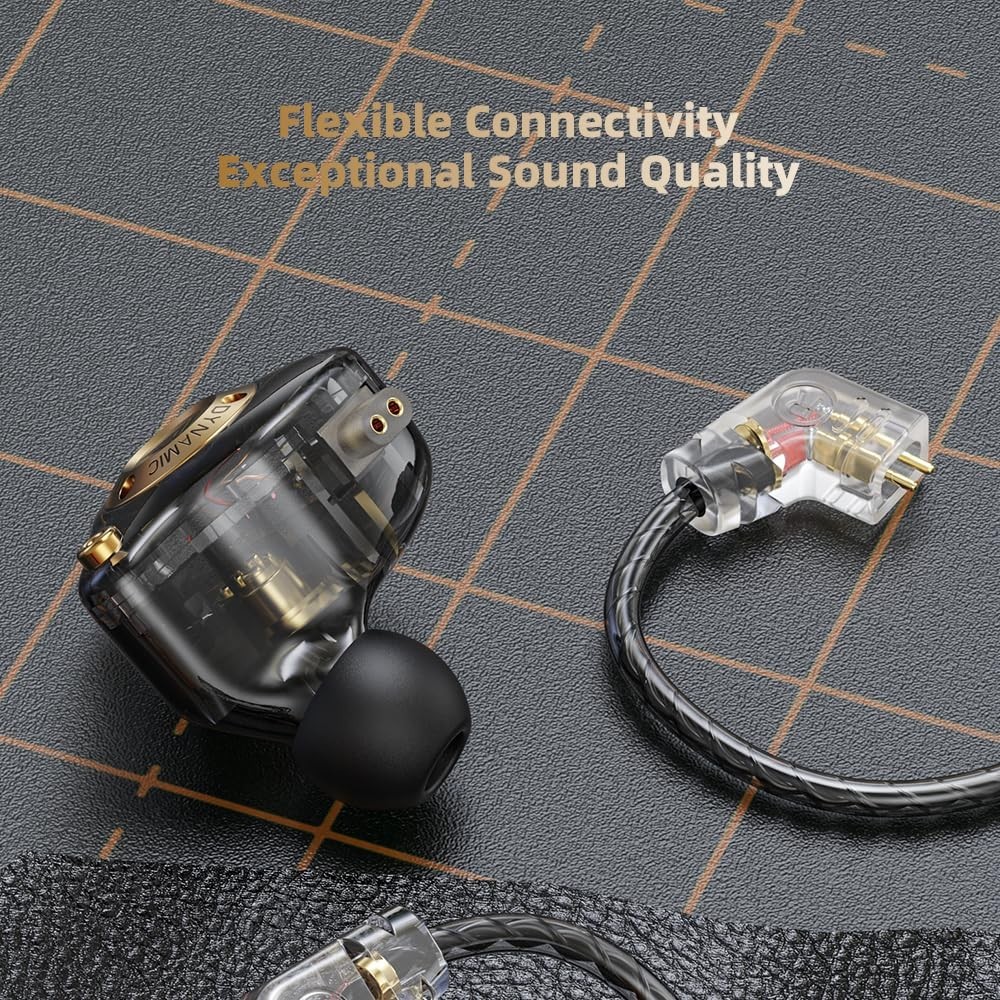Wired Gaming Headphones, HiFi IEM Earbuds, 11mm Dynamic Driver, Bass Sound, Deta