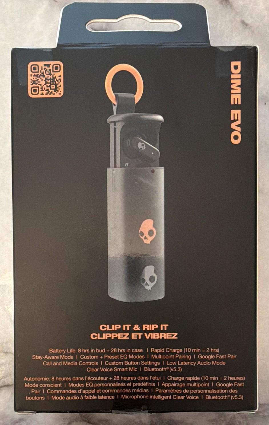 Skullcandy Dime Evo True Wireless Bluetooth In-Ear Earbuds w/ Clip Case Black
