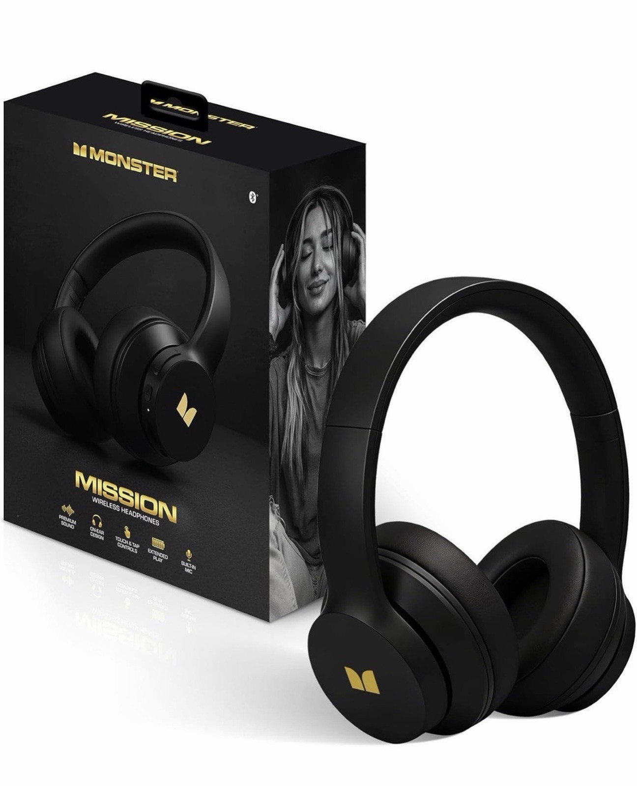 Monster Wireless Over-Ear Headphones Bluetooth 5.4 Deep Bass Sound 30 Hour Time