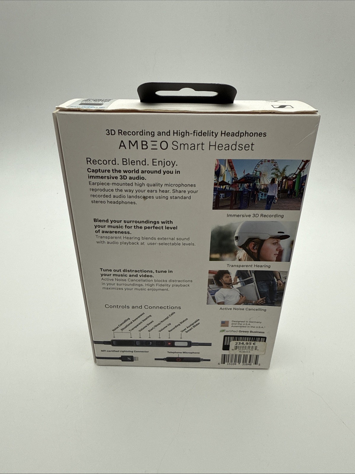 Sennheiser Ambeo Smart Headset Earphones In Black 3D Recording