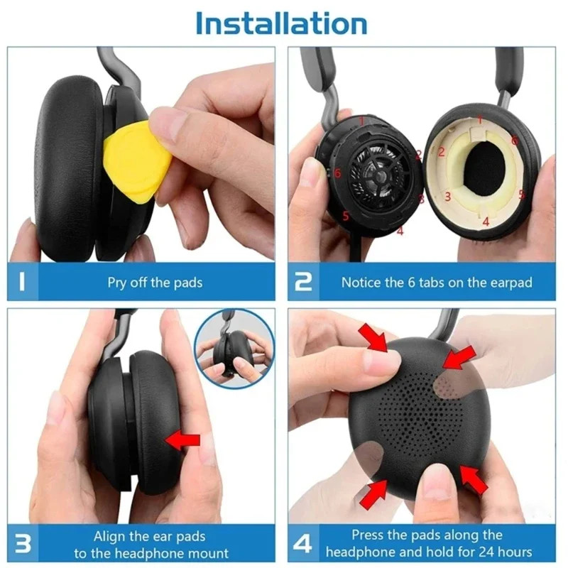 Replacement Leather Ear Pads Cushions For JABRA ELITE 45H Evolve2 65 Headphone