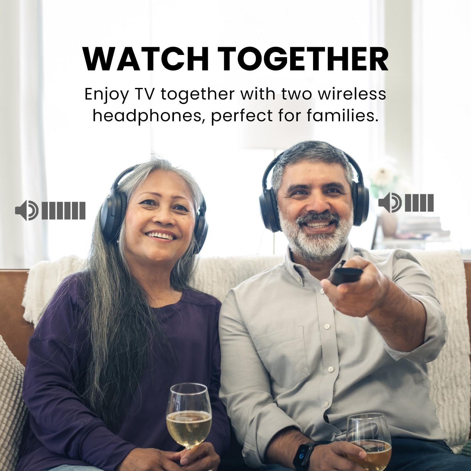 Duet – Dual Wireless Headphones for TV Watching, Clear Voice & Loud Volume for S
