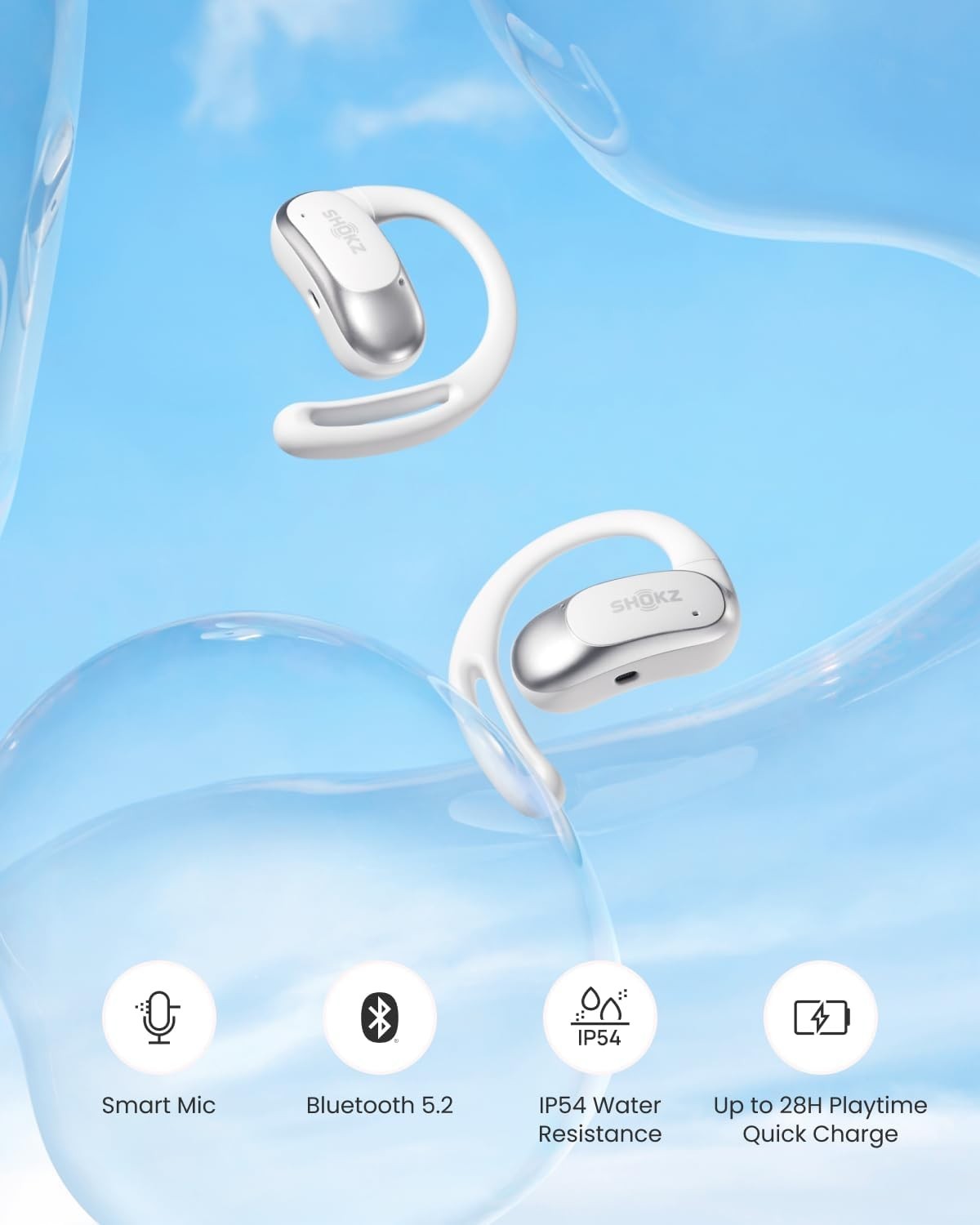 Shokz – OpenFit Air Open-Ear True Wireless Earbuds – White