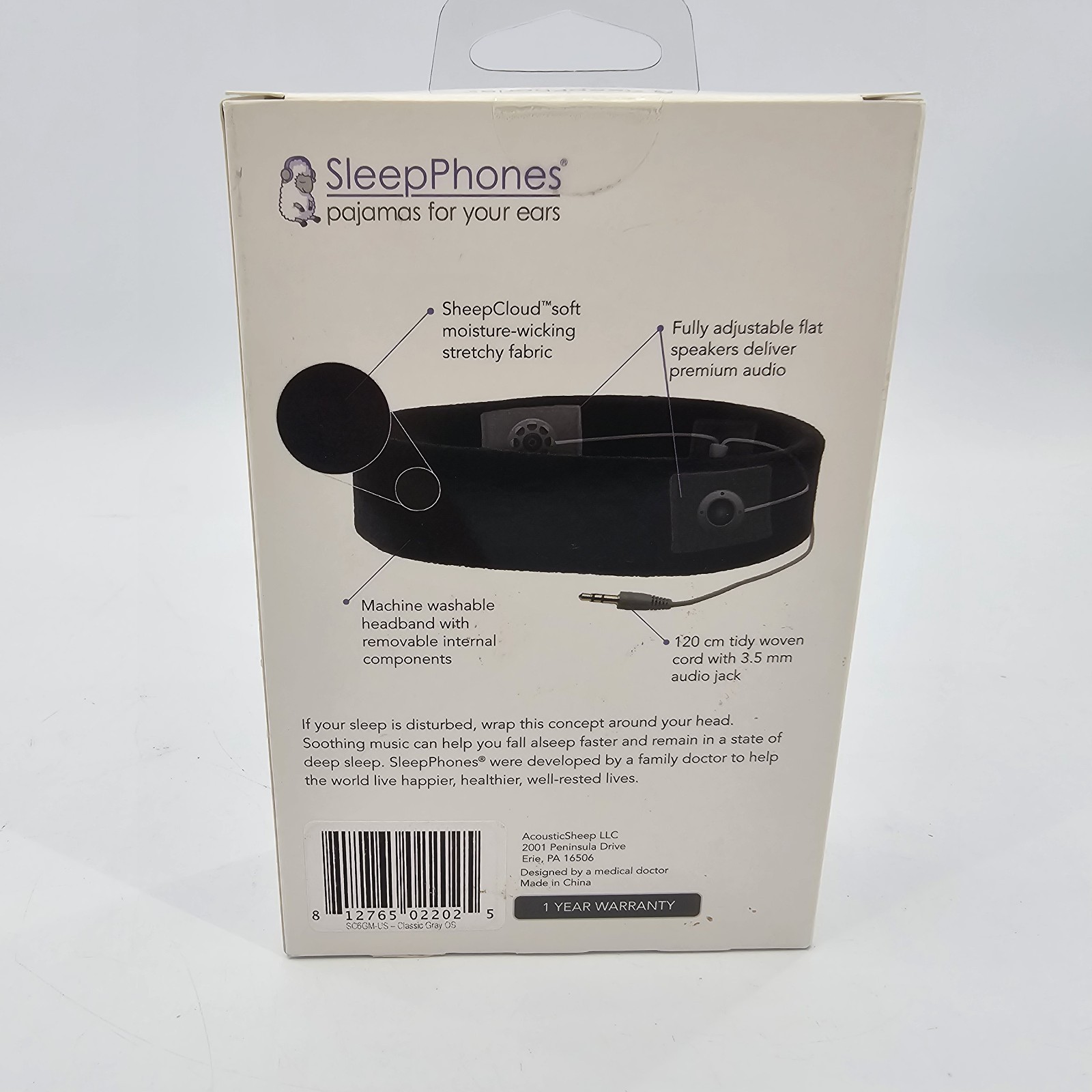 SleepPhones Wireless Sleep Headphones Medium, Soft Gray – Fleece Fabric