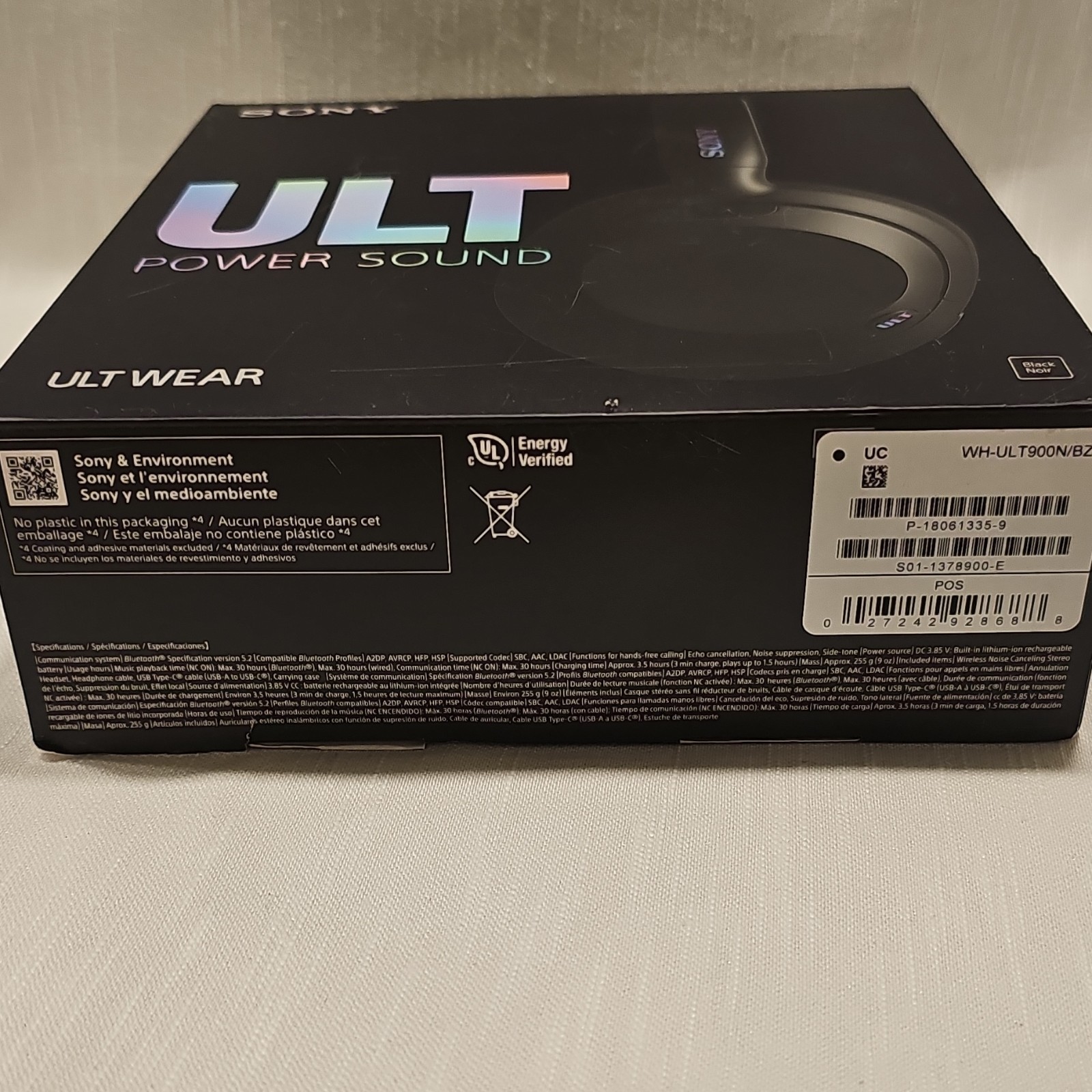 Sony WH-ULT900N Noise Cancelling Over-Ear Headphones Bluetooth Black