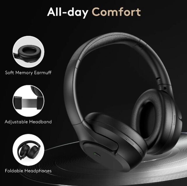 VILINICE Noise Cancelling Headphones, Wireless Bluetooth Headphones , Black, Q8