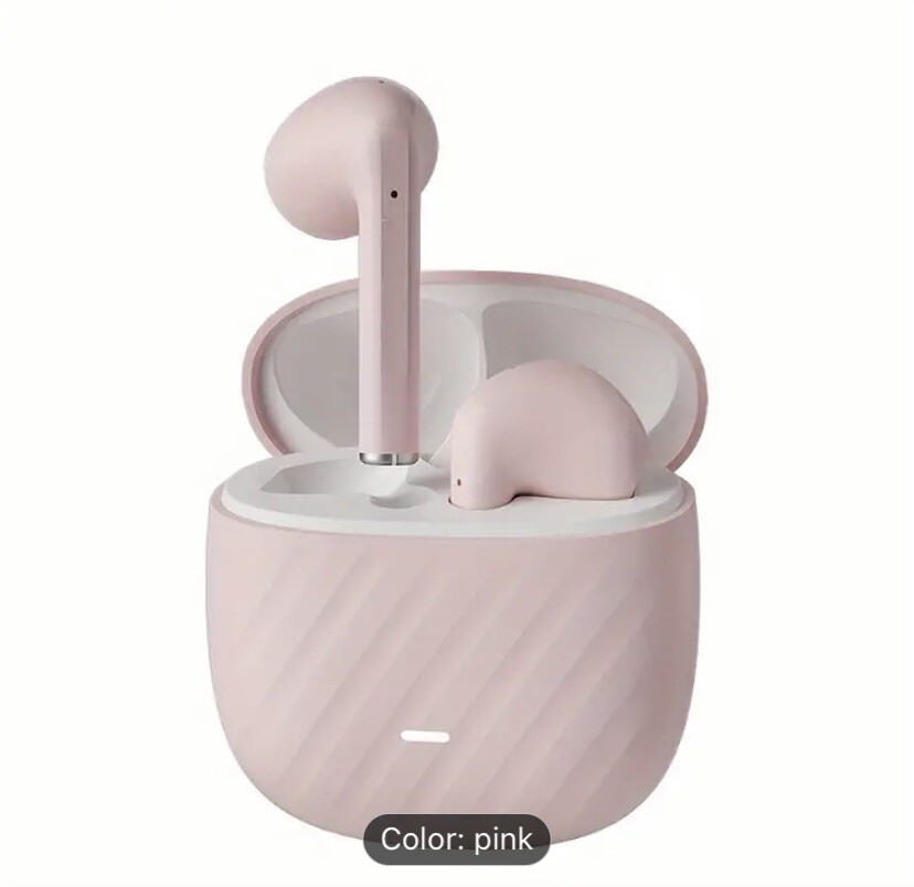 Brandnew! Adol Bluetooth Sports/Game Long Battery Earbuds & Charging Case, Pink