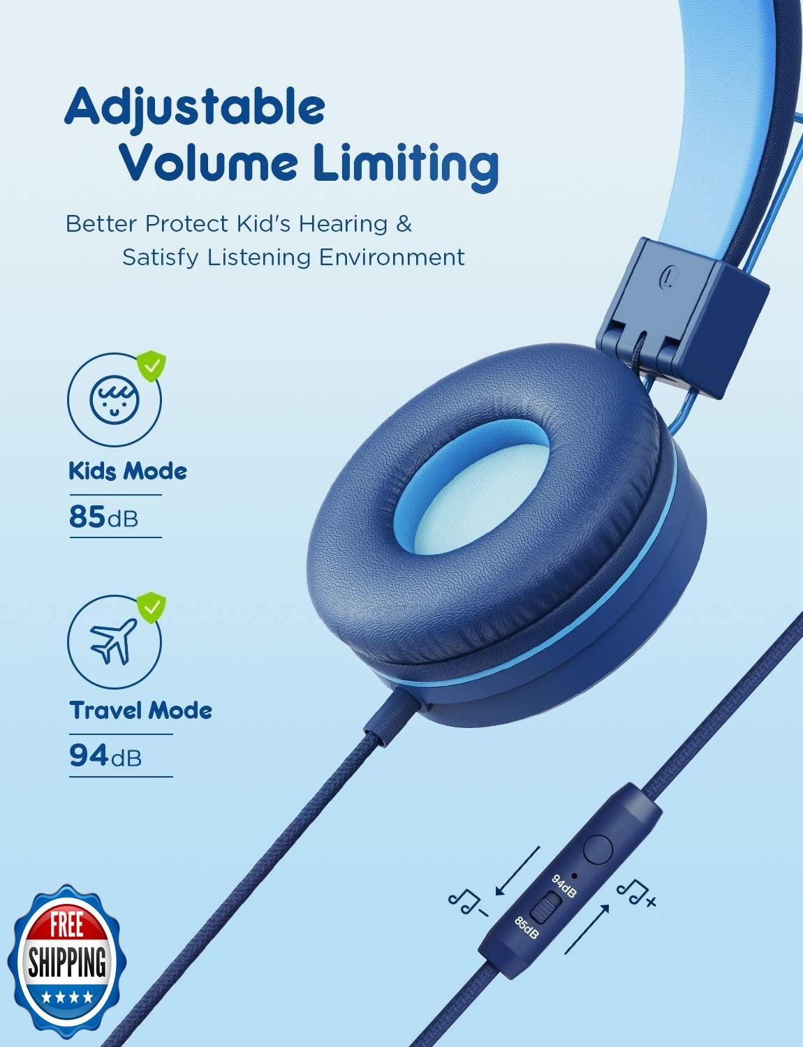 iClever [2 Pack] Kids Headphones with Microphone for Online Schooling – Safe
