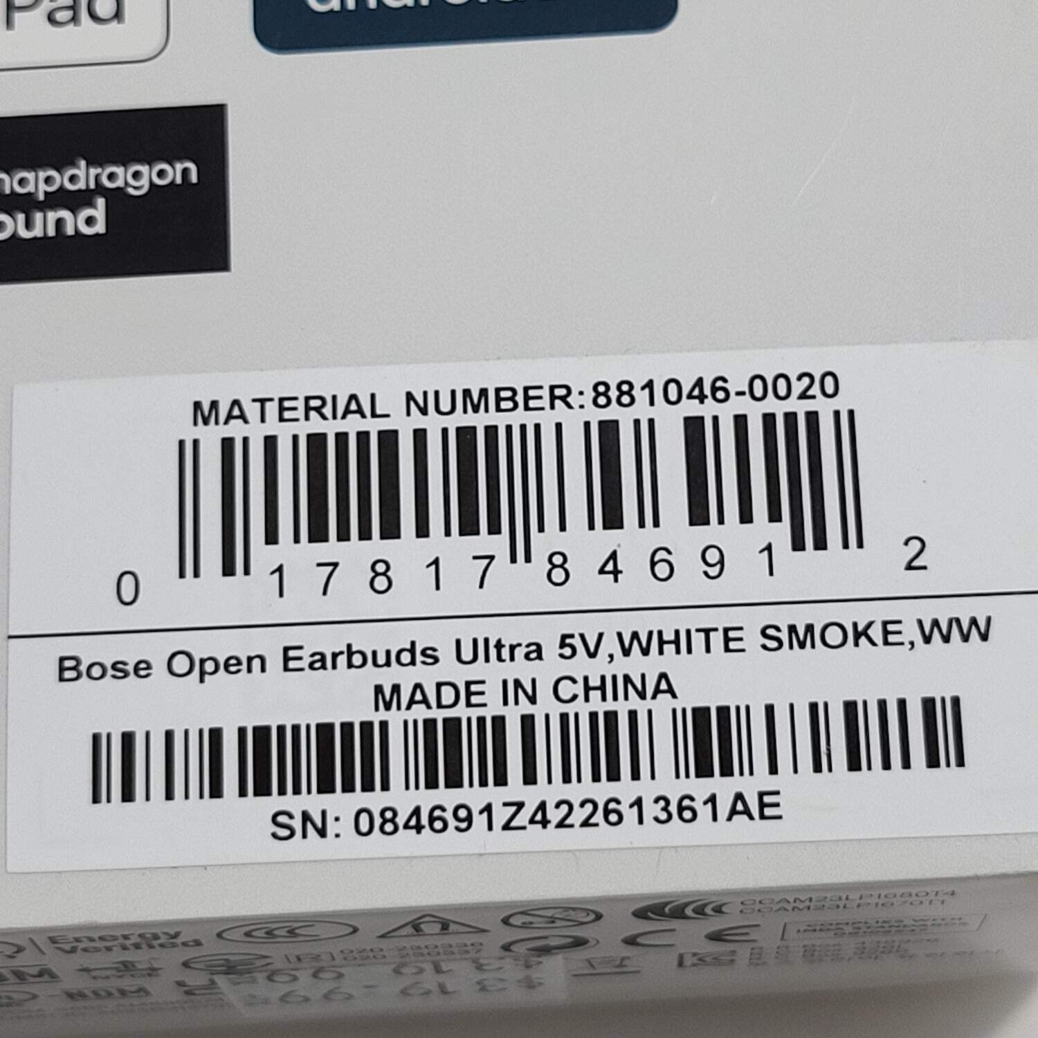 Bose Ultra Wireless Open Earbuds Wireless Earbuds White Smoke 881046-0020
