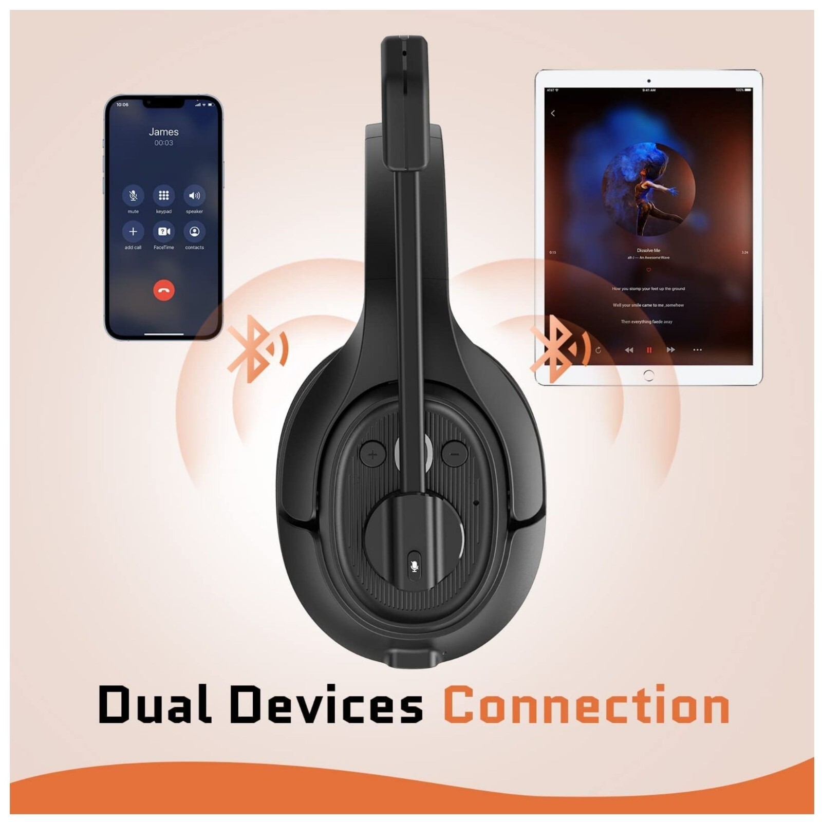 EKSA Noise Cancelling Trucker Bluetooth Headset with Microphone and Mute Button