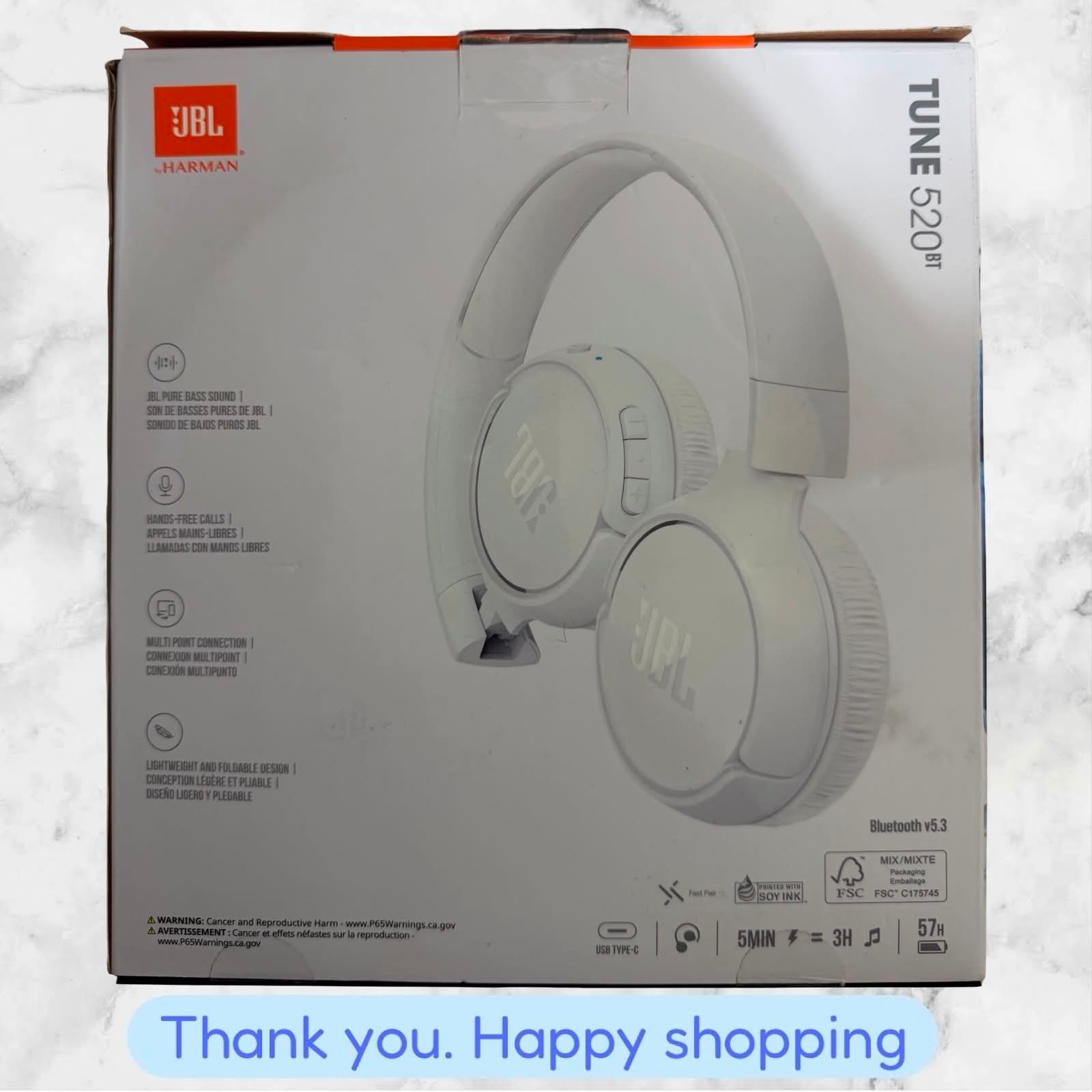 JBL Harman Tune 520BT Wireless on-ear Headphones Brand New Shipping