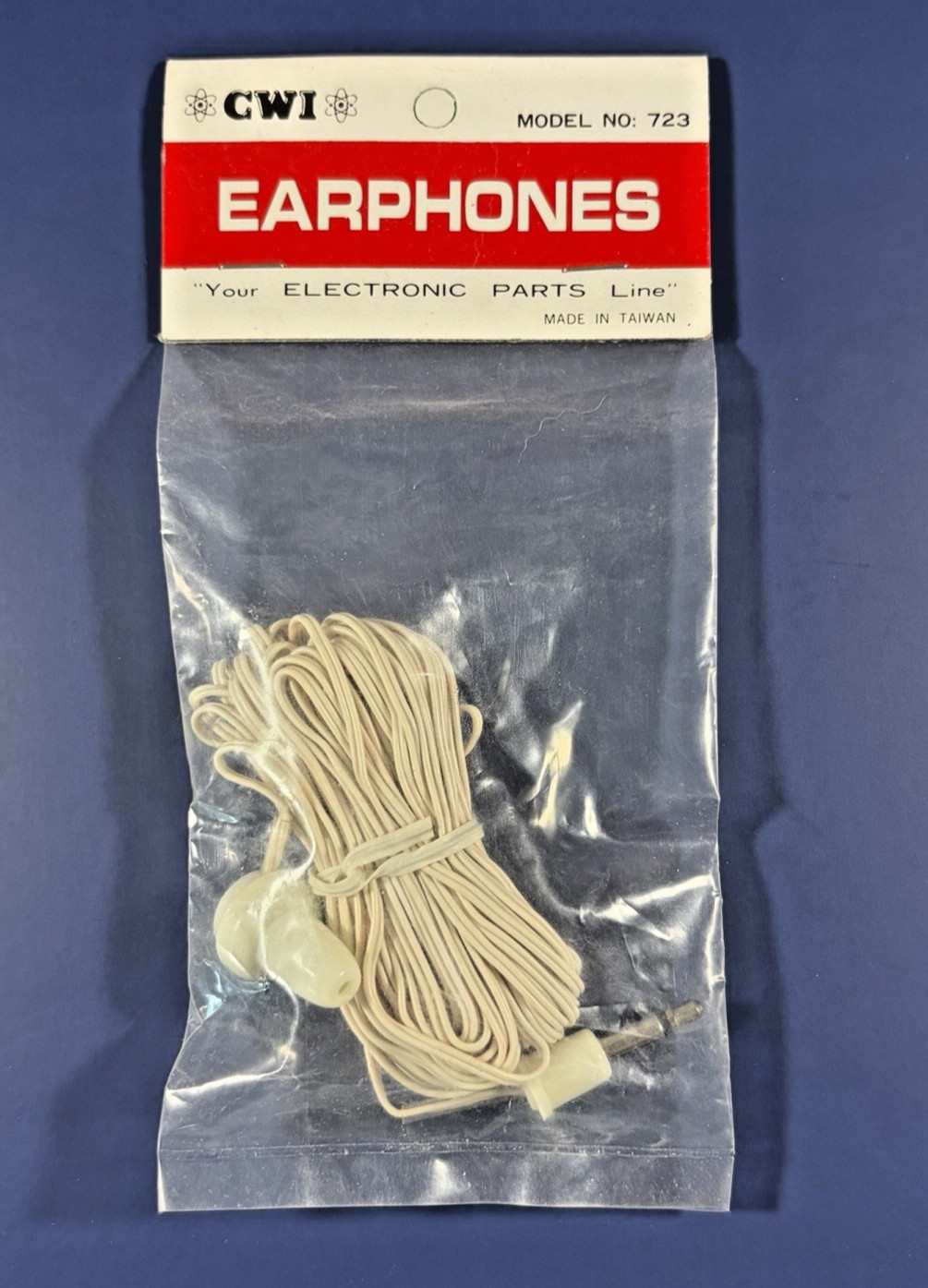 Vintage Mono Earphone 3.5mm-20 Ft Cord-CWI Model 723-New Old Stock Taiwan