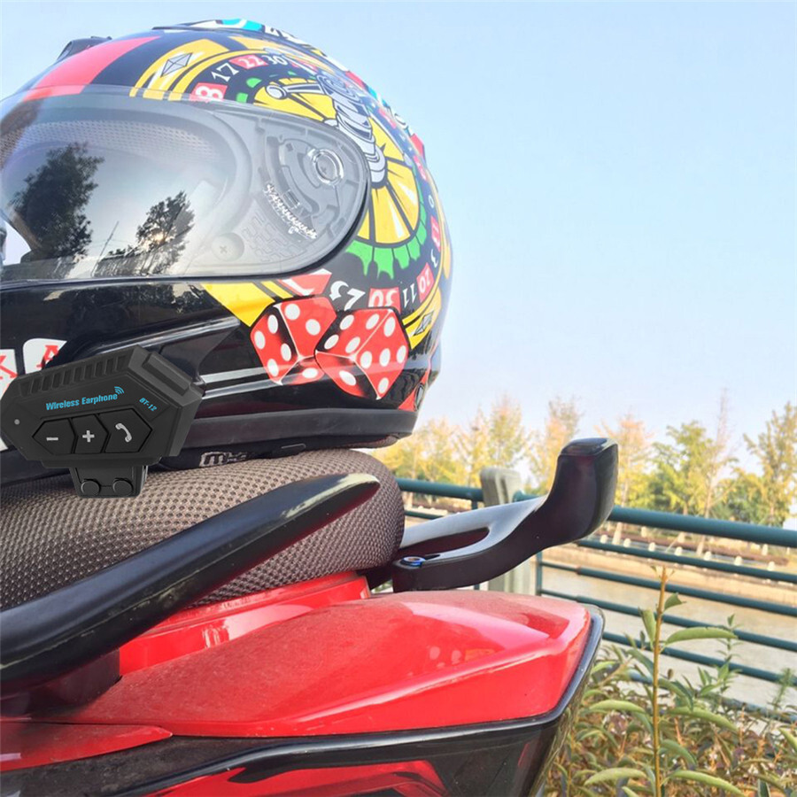 Wireless Bluetooth Motorcycle Helmet Headset Telephone Hands-Free Rechargeable