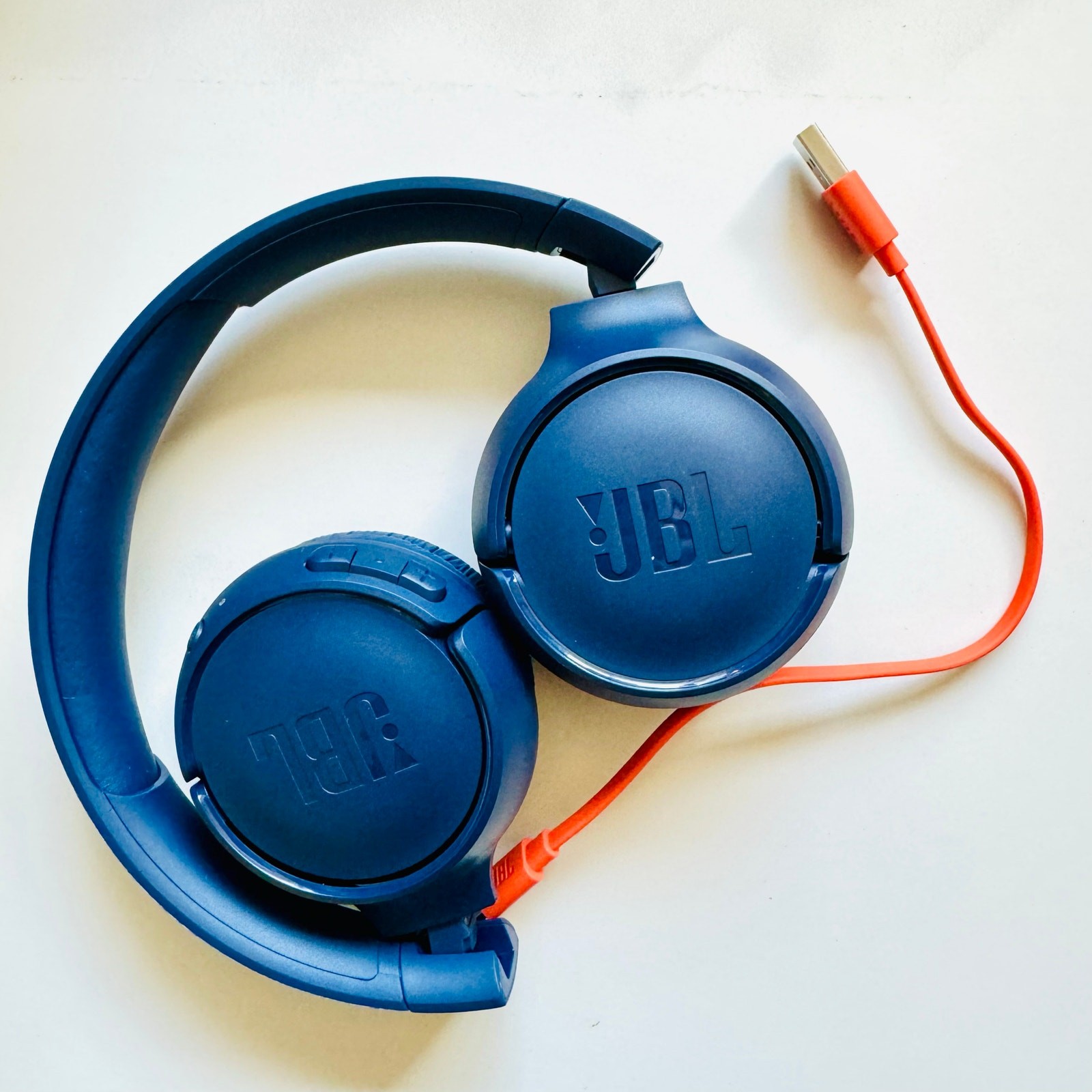 NEW JBL 510T Navy Blue Orange Wireless Bluetooth Over Ear Chunky Headphones