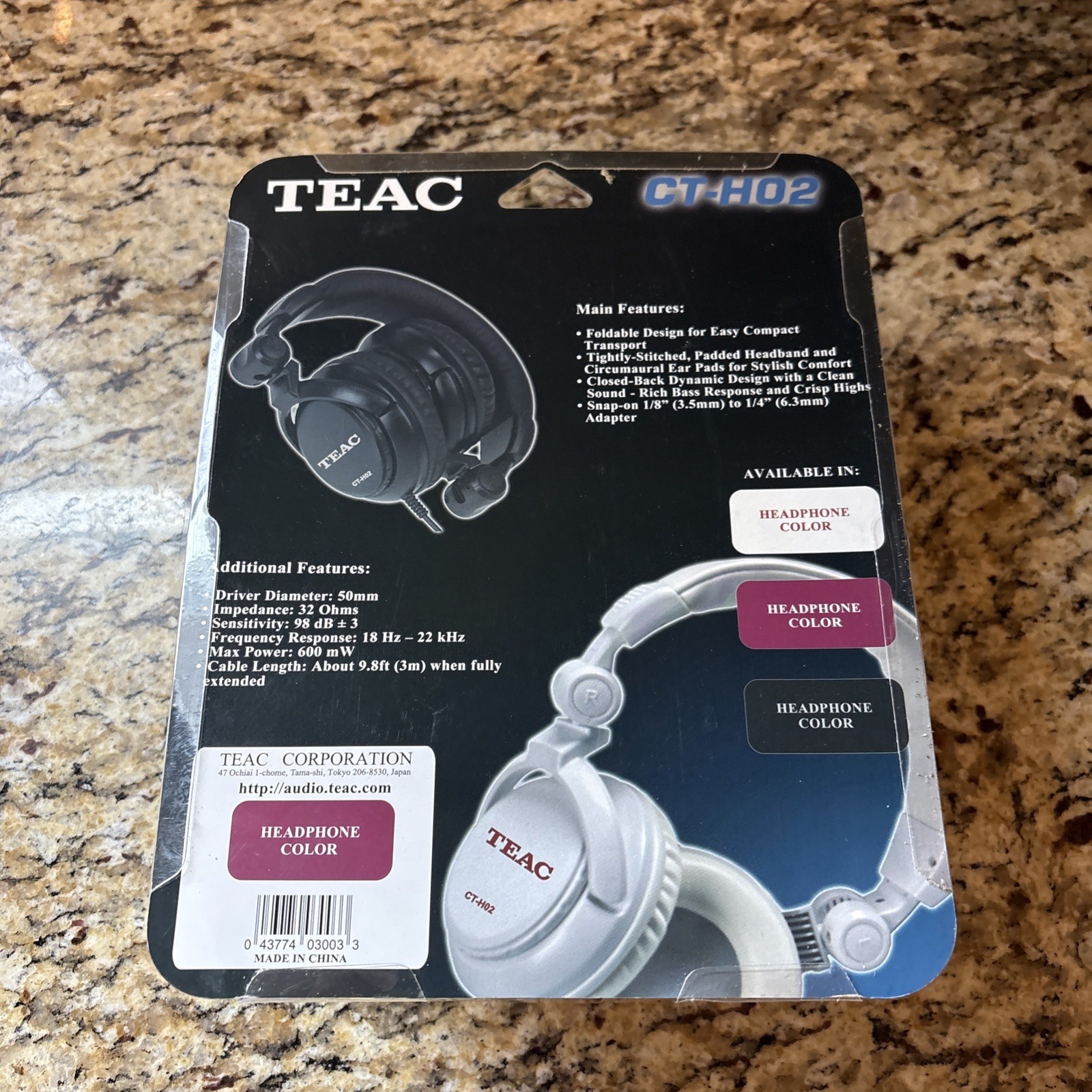 Teac CT-H02 Headphones Over Ear Factory Sealed New 9.8ft Cable NIB. NEW