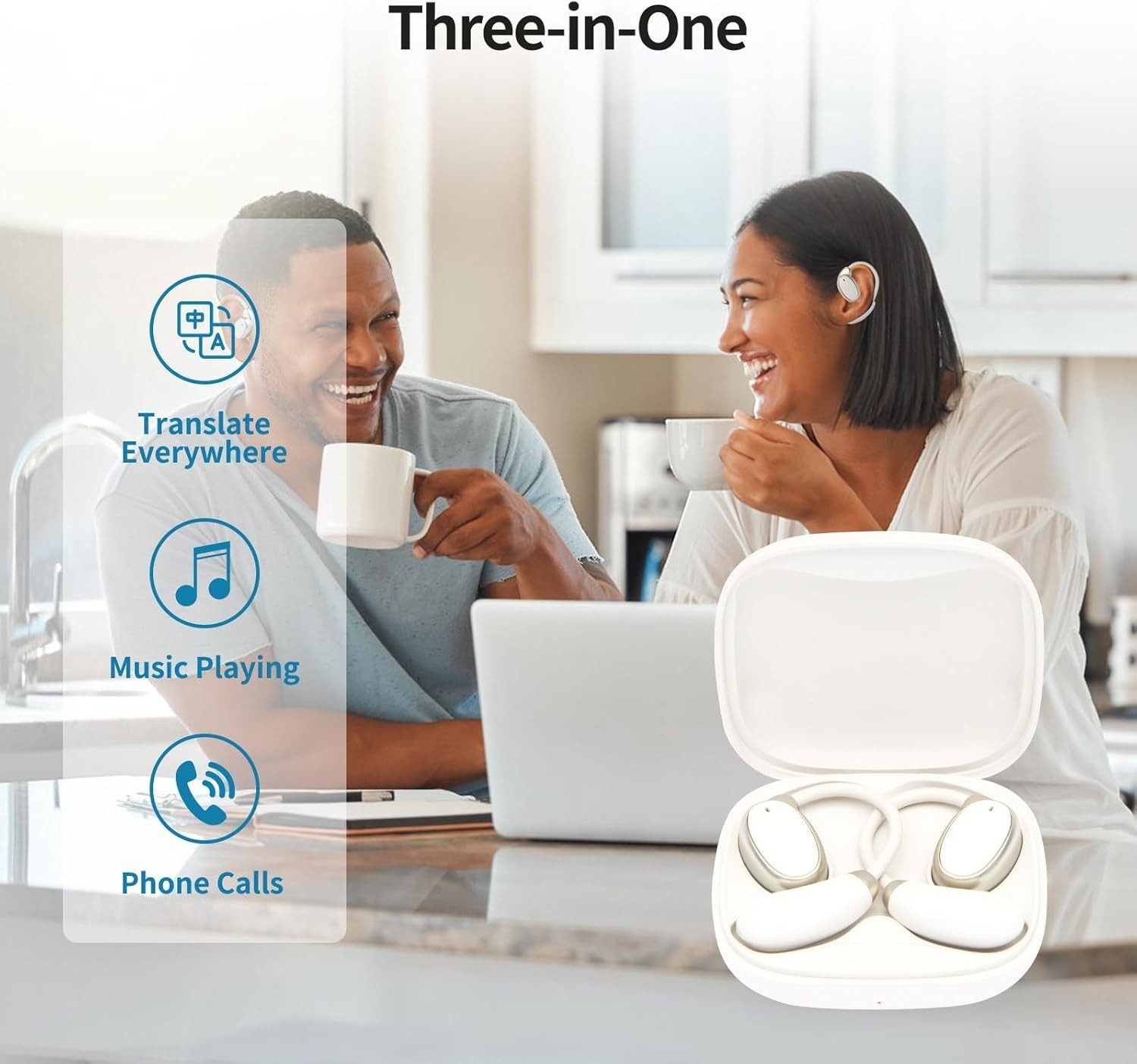 Sleek Language Translator Earbuds with 30 Hours Battery for Travel & Learning
