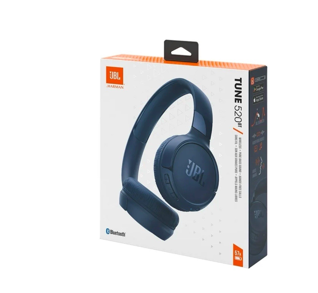 JBL Tune 520BT Wireless Bluetooth On-Ear Headphones Built-In Microphone-blue
