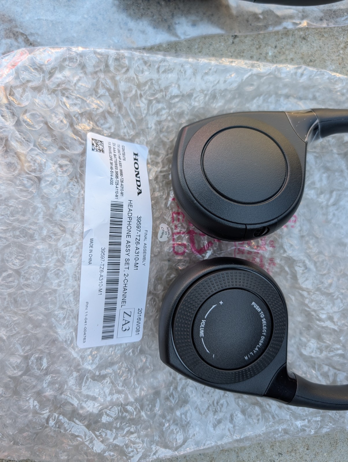 Genuine new Honda 39597-TZ6-A310-M1 wireless headphone assembly set 2- channel