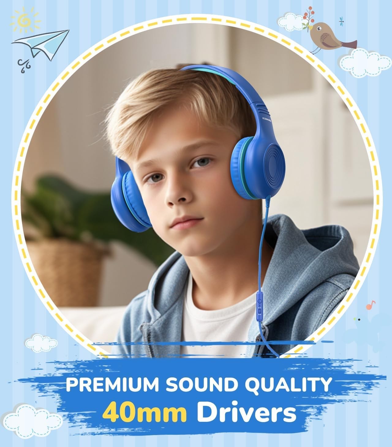 Lightweight USB-C Kids Headphones | Foldable with Microphone & Sound Isolation