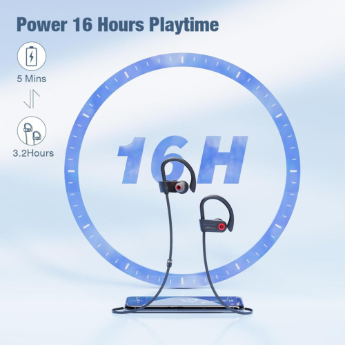 Boean Bluetooth Headphones, Wireless Headphones with 16 Hours Playtime Black