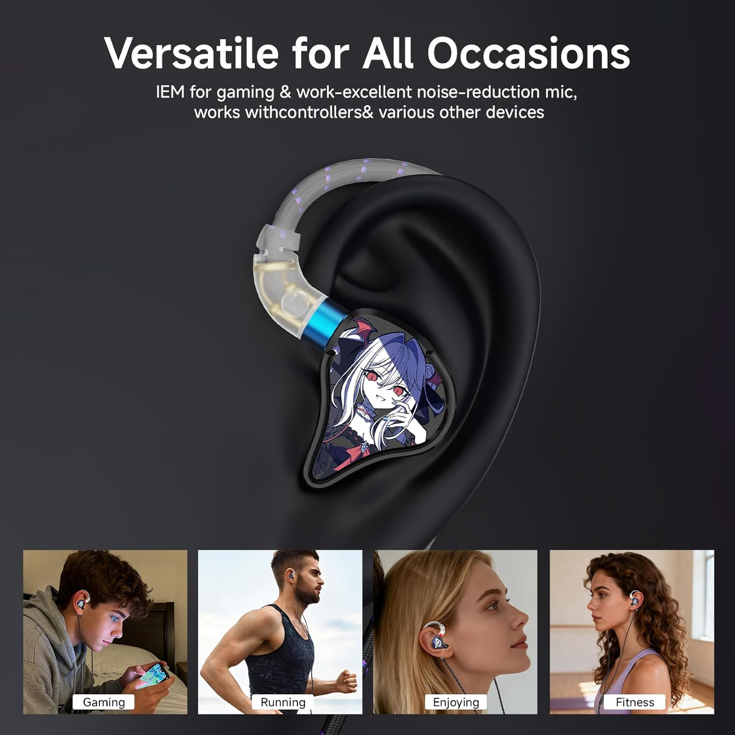 Vivian in Ear Monitor Headphones IEM Hifi Wired Earbuds,With Composite Resin Dia
