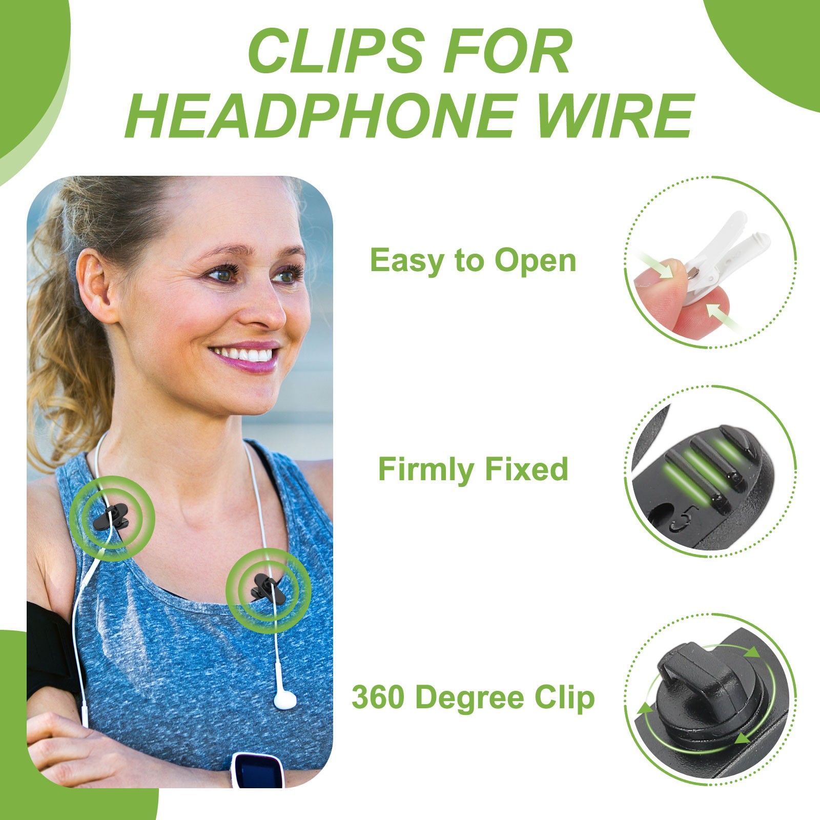 10 Pcs Headphone Wire Clip 1.3″x0.31″x0.55″ White