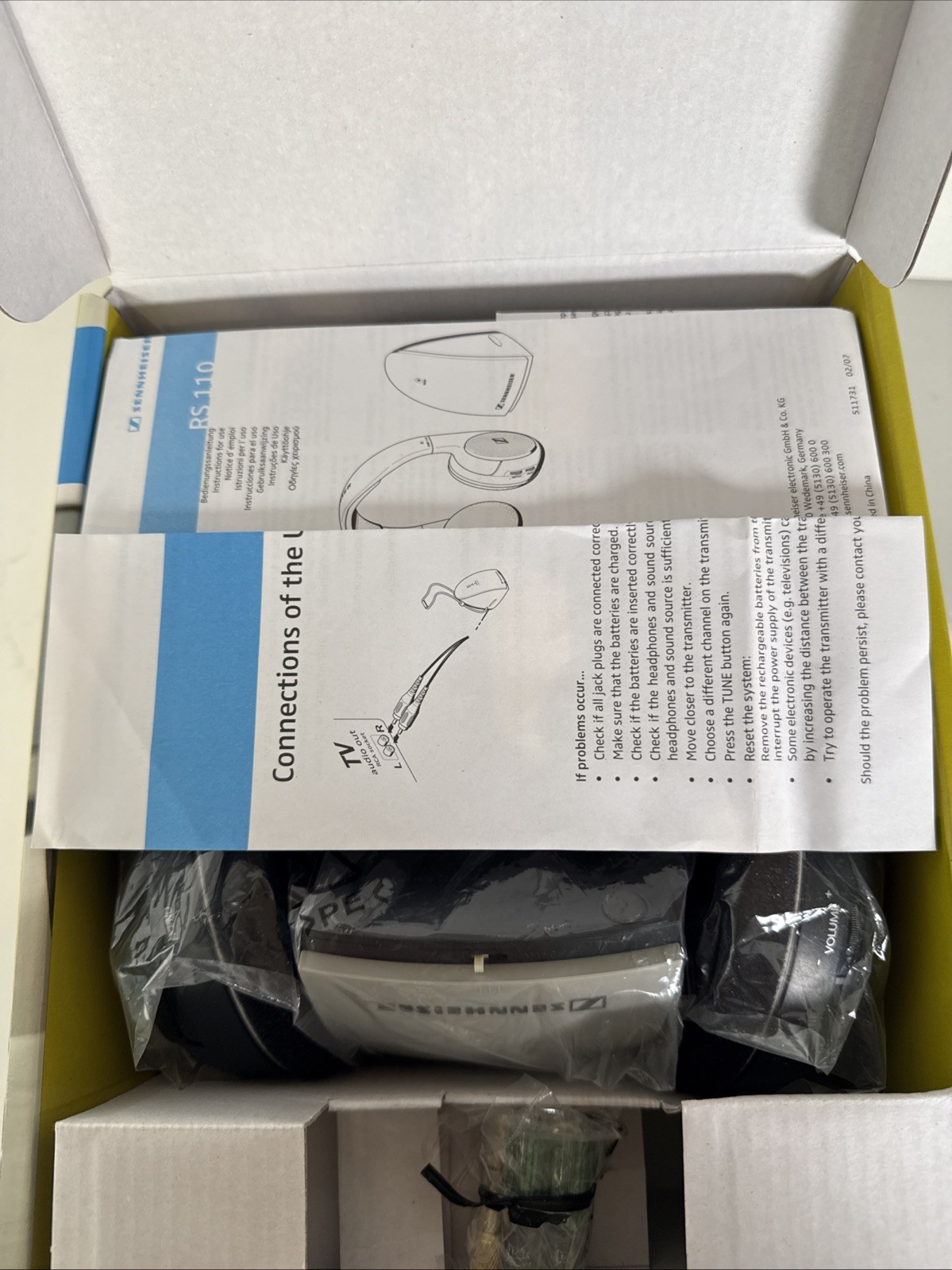Sennheiser RS 120 Wireless RF TV Headphones 330ft Range OpenBox~ Excellent*J