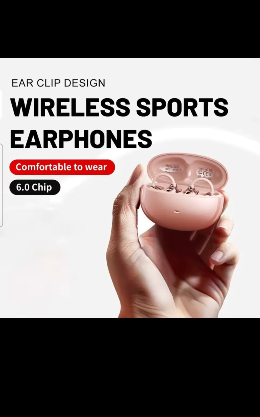 SK50 Wireless Open Ear Headphones Bluetooth 6.0 Ear Clip Mic 36H Battery Life
