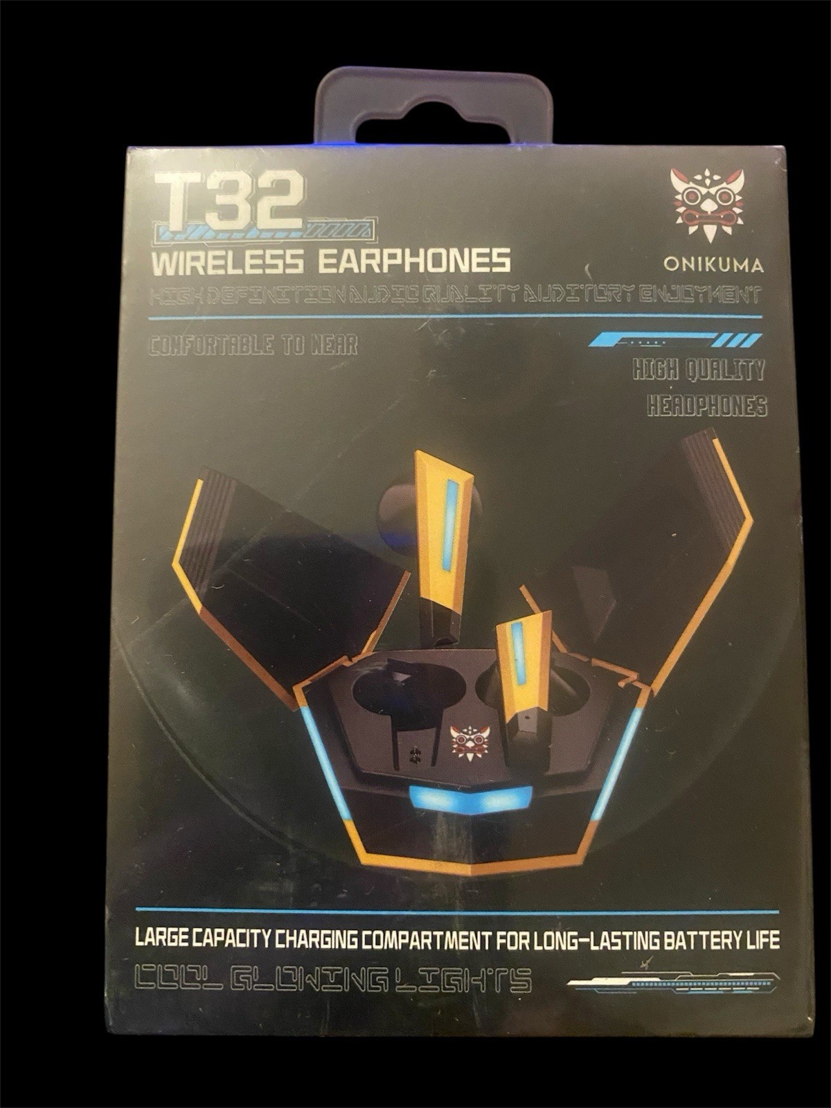 ONIKUMA T32 True Wireless Gaming Earbuds Bluetooth Headphones Yellow Mecha Case