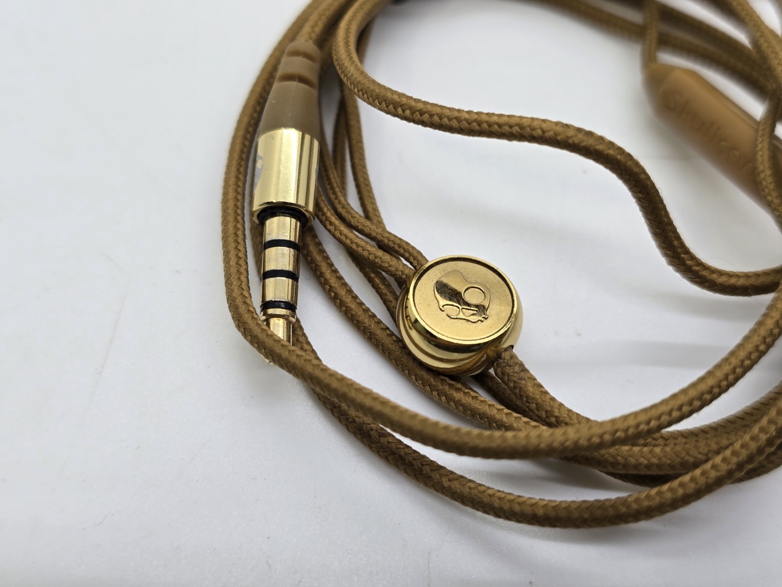 Skullcandy Holua Wood Earbuds Gold Trim Wired Headphones Inline Mic TESTED