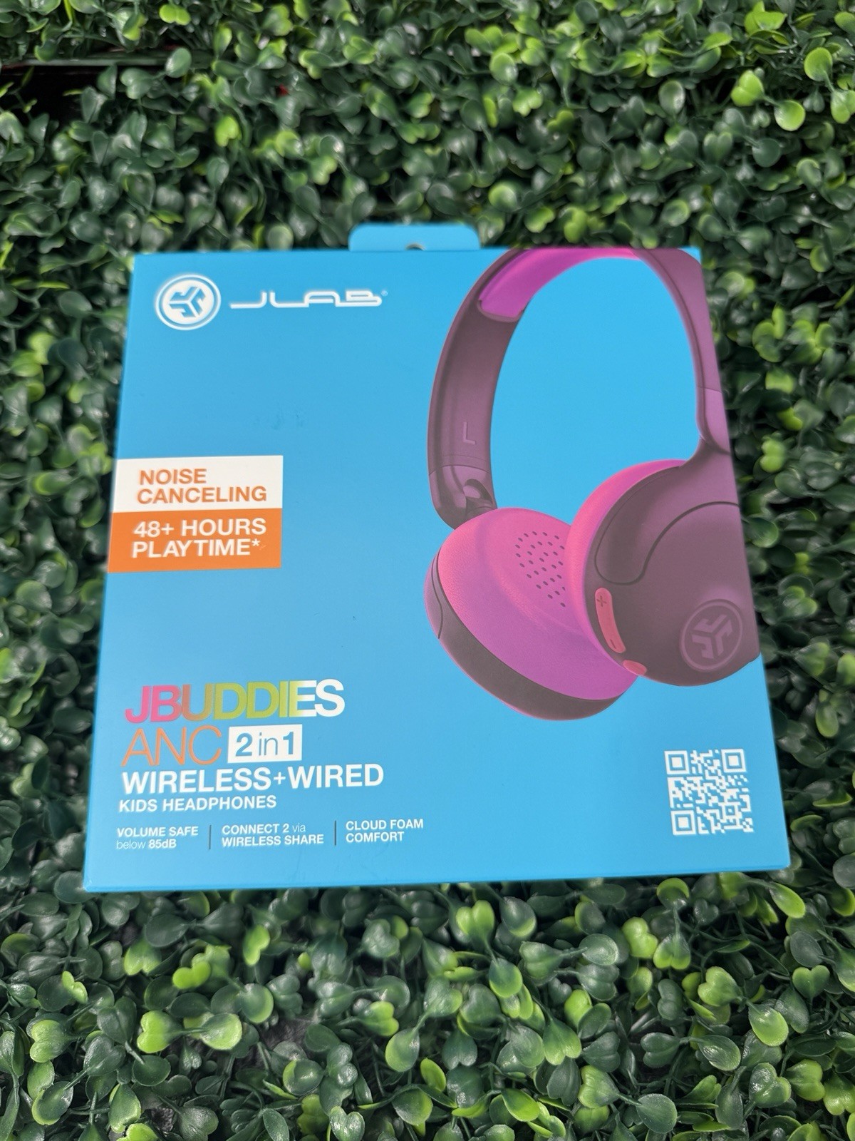 JLab JBuddies ANC 2 in 1 Wireless Wired Kids Headphones Purple/Pink Over-Ear
