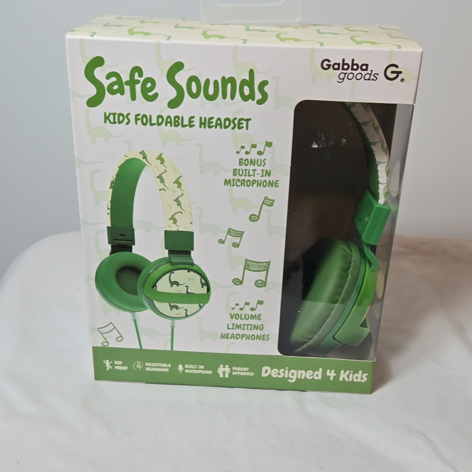 Gabba Goods Safe Sounds Kids Volume Limiting Foldable Headset w/ Mic Green