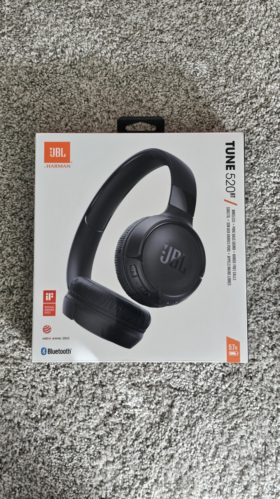 JBL Tune 520BT Wireless Bluetooth Headphones (Black) with Case