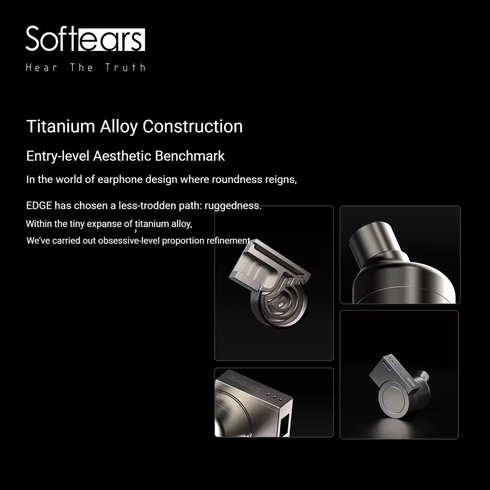 Softears Edge In Ear Wired Hifi Dynamic Driver Earphone Titanium Alloy Cavity