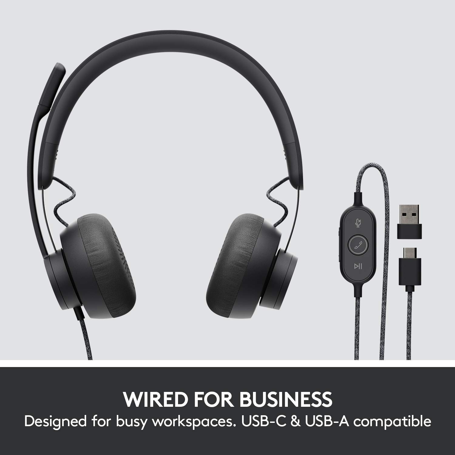 Black Zone Wired Headphones with Noise Cancelling Dual Mic for Clear Calls