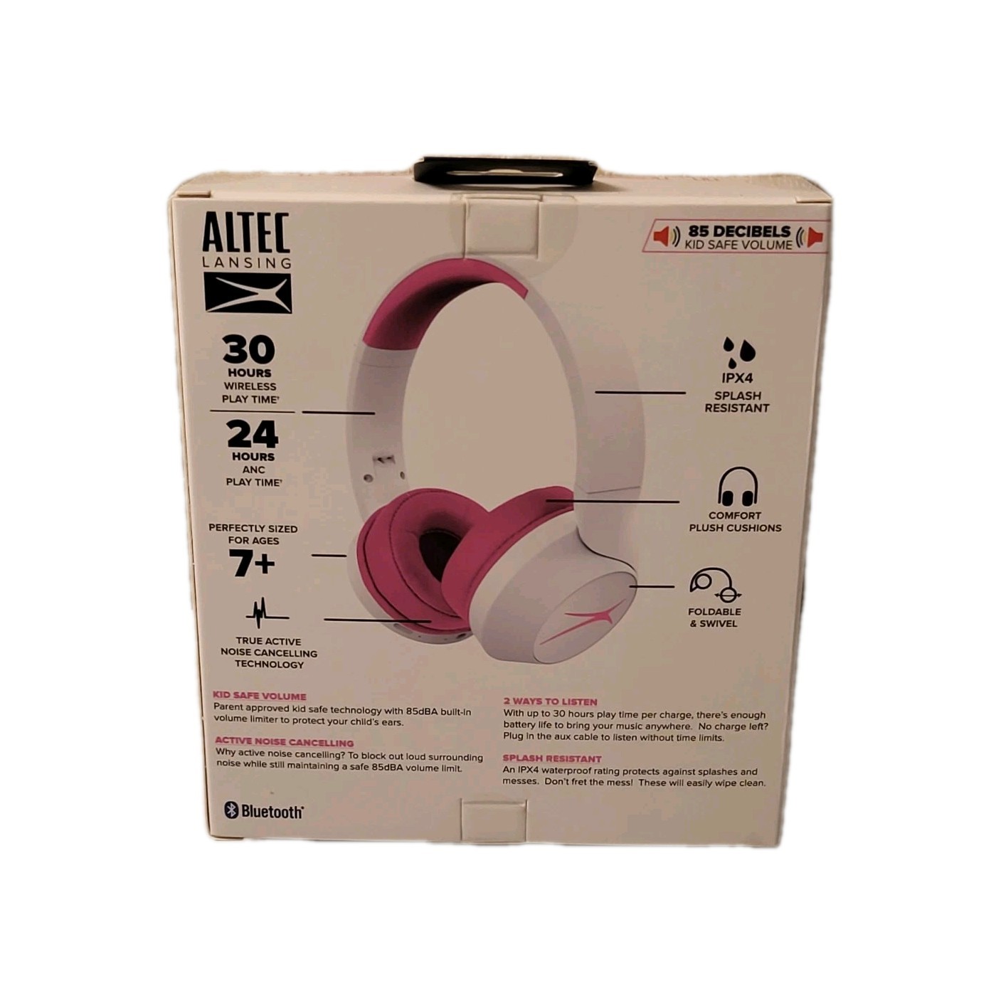 Altec Lansing 2In1 Active Noise Canceling Kid Safe Headphones Pink New & Sealed