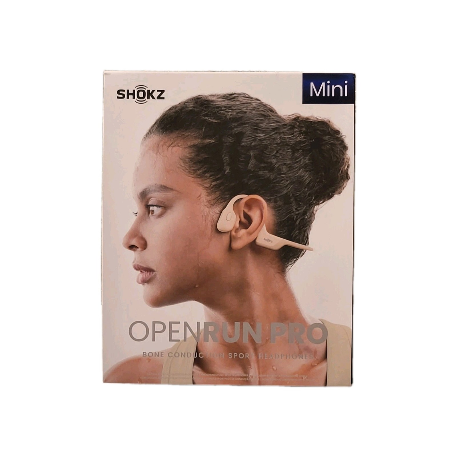 Shokz OpenRun Pro Mini Bluetooth Wireless Headphones w/Case Beige New Open Box