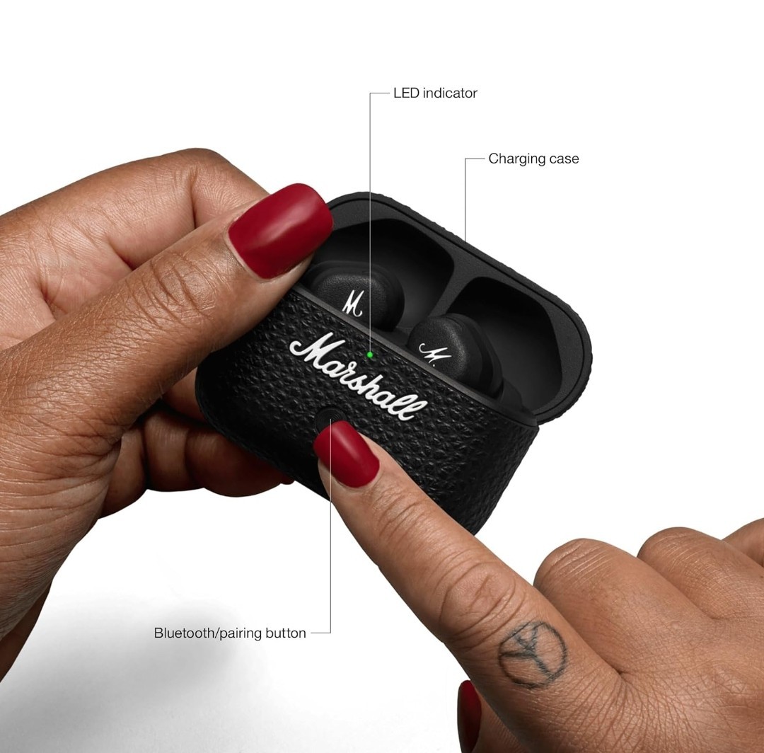 Marshall Motif II A.N.C Active Noise-Canceling Bluetooth Earbuds (Black)