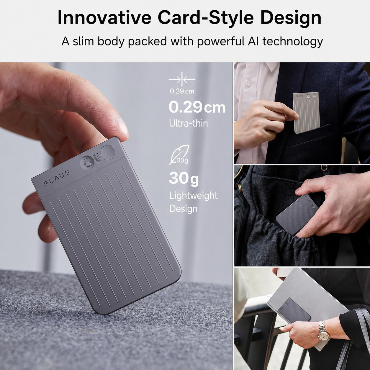 Plaud Note AI Voice Recorder 64GB 30 Hour Auto Transcription 112 Languages